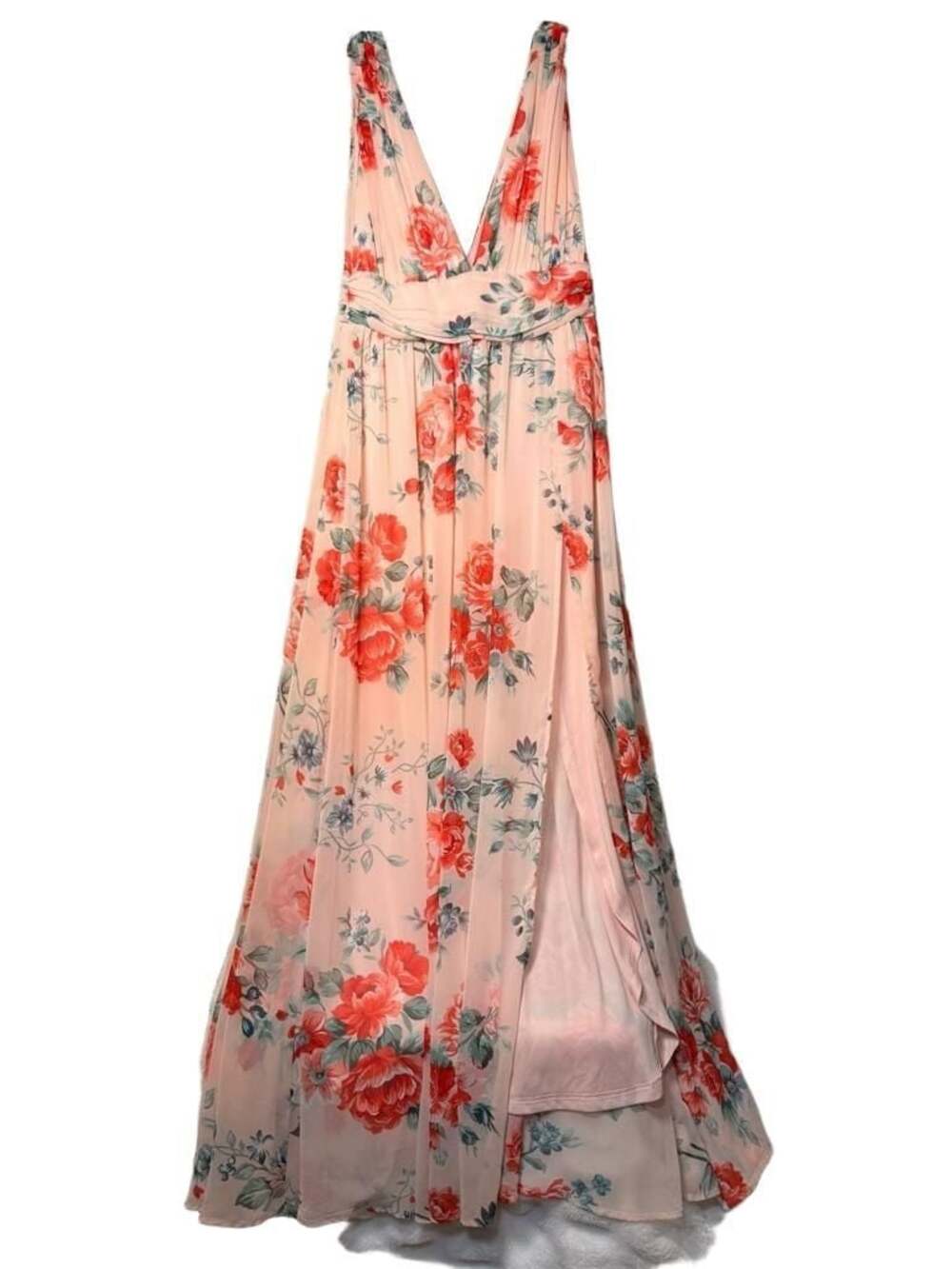 Lulus Garden Meandering Blush Pink Floral Print Maxi Dress